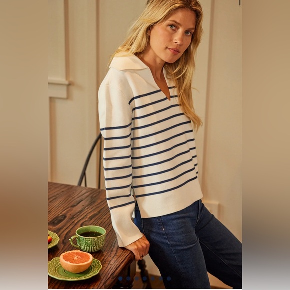 LAKE Sweaters - NWOT- LAKE Pajamas Lydia Cotton Sweater in Nautical Stripe (Medium)